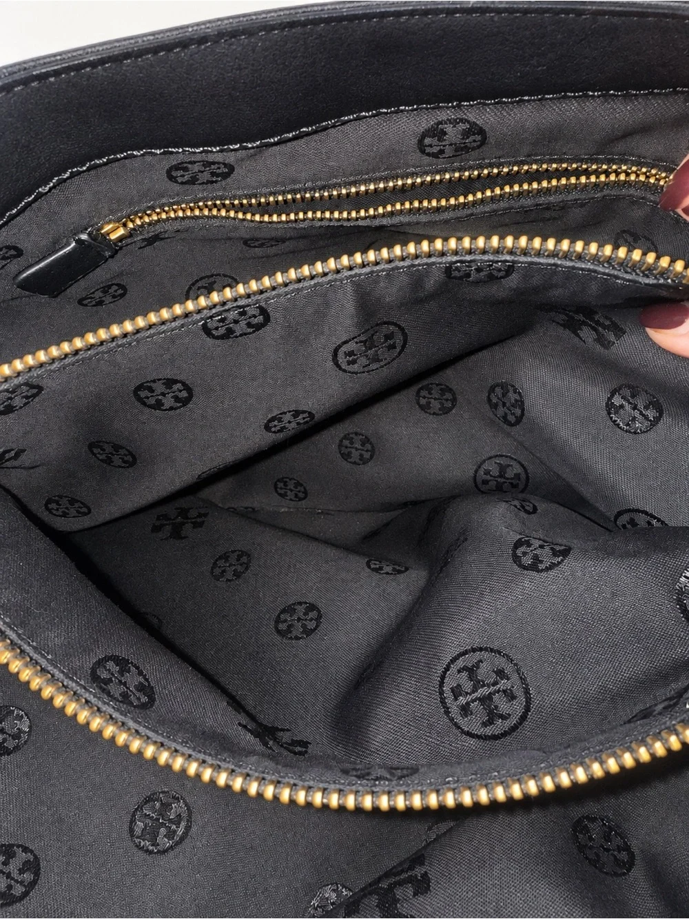 Tory Burch Black Quilted Leather Shoulder Bag with Gold Chain Strap